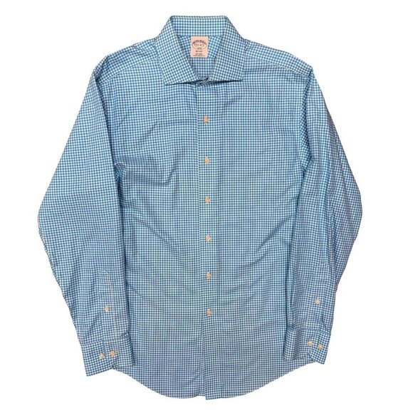 Brooks Brothers Regent Blue White Check Dress Shirt 15 1/2 - 4/5 Medium - Picture 1 of 7